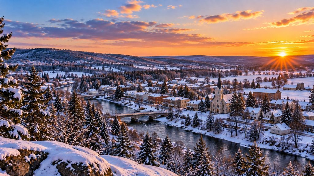 Snow-covered rural landscape surrounding Flesherton, Ontario, during winter.